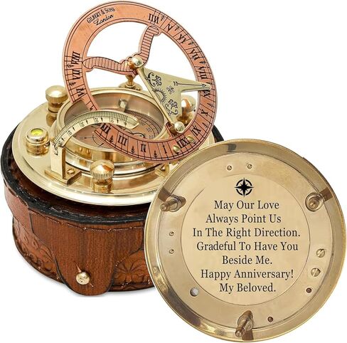Sundial Compass for Him or Her Men Wedding Anniversary Unique Gift Ideas for Husband or Wife 10th 20th 30th 40th 50th Year Celebration in Saudi Arabia