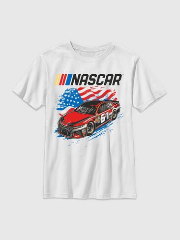 Old Navy Nascar Flag Racer Graphic T-Shirt for Boys - WHITE in Saudi Arabia