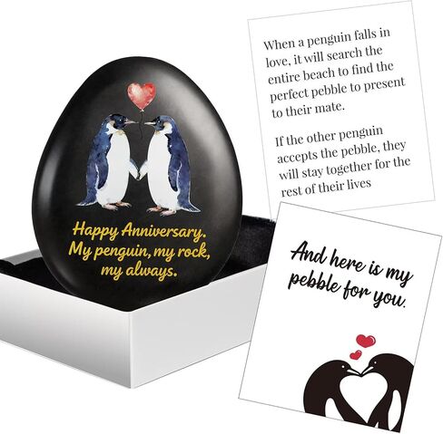 Happy Anniversary Penguin Pebble Gift for Men Women，,Romantic Wedding Anniversary Penguin Gifts for Couples, Wife, Husband, Friends, I Love You Gifts Ideas for Her Him Girlfriend Boyfriend in Saudi Arabia