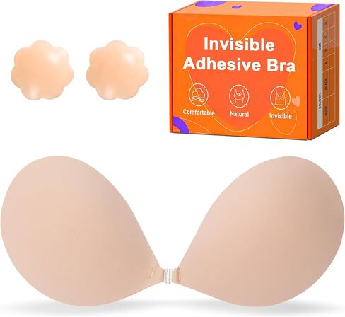Invisible Strapless Sticky Bra Push up for Women, Ultra Adhesive Bra for Backless Dress, Cleavage Lift with Nipple Covers in Saudi Arabia