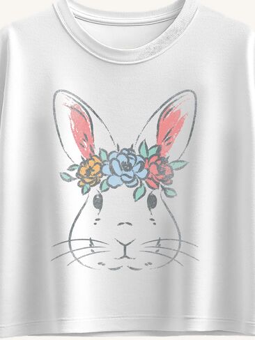 Old Navy Easter Bunny Face Short Sleeve Boxy Graphic T-Shirt For Girls - WHITE in Saudi Arabia