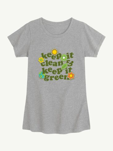 Old Navy Keep Clean Keep Green Short Sleeve Graphic T-Shirt For Girls - HEATHER GRAY in Saudi Arabia