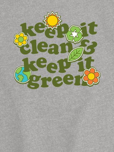 Old Navy Keep Clean Keep Green Short Sleeve Graphic T-Shirt For Girls - HEATHER GRAY in Saudi Arabia