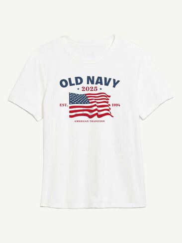 Old Navy Heritage 2025 Flag Graphic T-Shirt For Women - White in Saudi Arabia