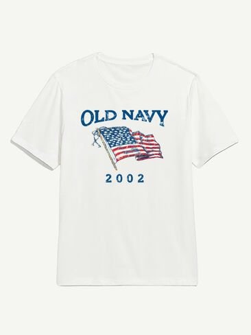 Old Navy Heritage 2002 Flag Graphic T-Shirt - WHITE in Saudi Arabia