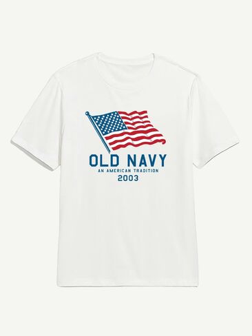 Old Navy Heritage 2003 Flag Graphic T-Shirt - WHITE in Saudi Arabia