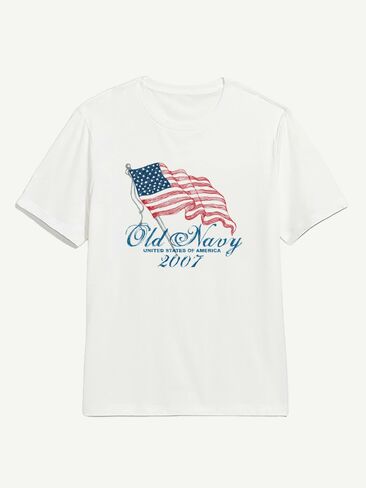 Old Navy Heritage 2007 Flag Graphic T-Shirt - WHITE in Saudi Arabia