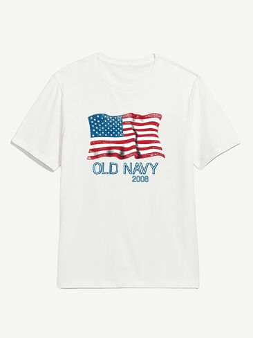 Old Navy Heritage 2008 Flag Graphic T-Shirt - WHITE in Saudi Arabia