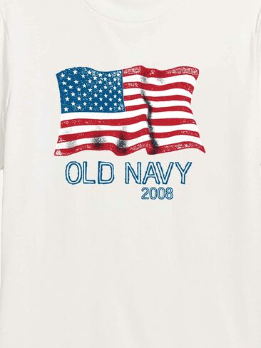 Old Navy Heritage 2008 Flag Graphic T-Shirt - WHITE in Saudi Arabia