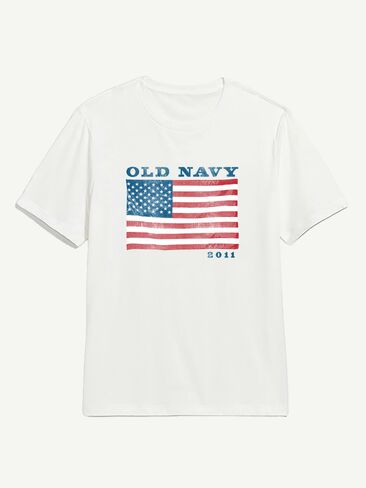 Old Navy Heritage 2011 Flag Graphic T-Shirt - WHITE in Saudi Arabia