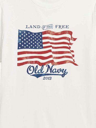 Old Navy Heritage 2013 Flag Graphic T-Shirt - WHITE in Saudi Arabia