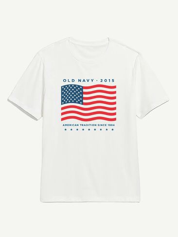 Old Navy Heritage 2015 Flag Graphic T-Shirt - WHITE in Saudi Arabia