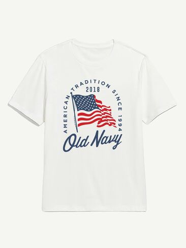 Old Navy Heritage 2018 Flag Graphic T-Shirt - WHITE in Saudi Arabia