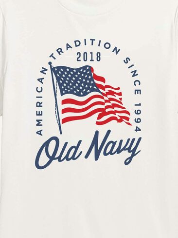 Old Navy Heritage 2018 Flag Graphic T-Shirt - WHITE in Saudi Arabia