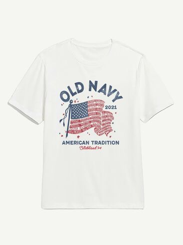 Old Navy Heritage 2021 Flag Graphic T-Shirt - WHITE in Saudi Arabia