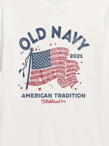 Old Navy Heritage 2021 Flag Graphic T-Shirt - WHITE in Saudi Arabia
