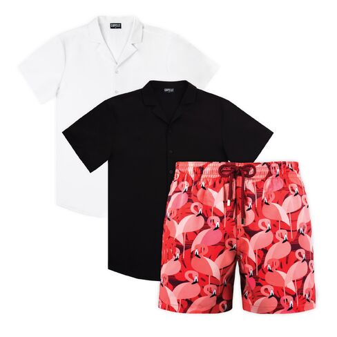 Capelle Miami Flamingo Tide - Men's Matching Resort Set | Short + 2 Shirts in Saudi Arabia