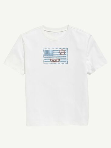 Old Navy Heritage 1994 Flag Graphic T-Shirt For Kids - WHITE in Saudi Arabia