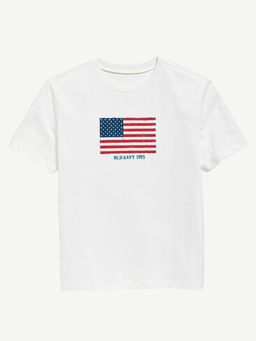 Old Navy Heritage 1995 Flag Graphic T-Shirt For Kids - WHITE in Saudi Arabia