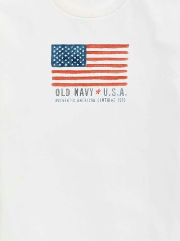 Old Navy Heritage 1996 Flag Graphic T-Shirt For Kids - WHITE in Saudi Arabia