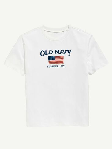 Old Navy Heritage 1997 Flag Graphic T-Shirt For Kids - WHITE in Saudi Arabia