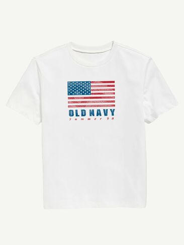 Old Navy Heritage 1998 Flag Graphic T-Shirt For Kids - WHITE in Saudi Arabia