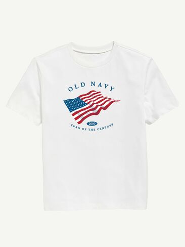 تي شيرت مطبوع عليه علم Old Navy Heritage 2000 للأطفال - أبيض in Saudi Arabia
