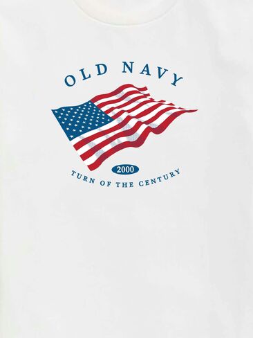 تي شيرت مطبوع عليه علم Old Navy Heritage 2000 للأطفال - أبيض in Saudi Arabia