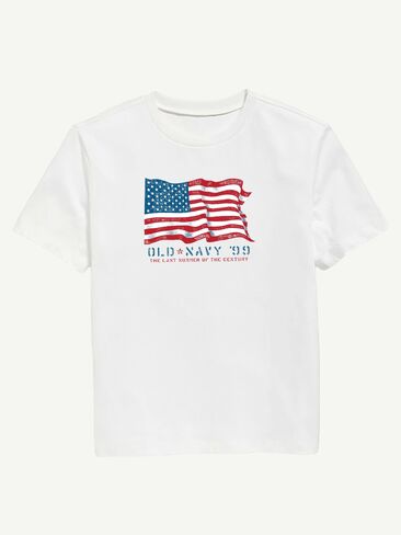 Old Navy Heritage 1999 Flag Graphic T-Shirt For Kids - WHITE in Saudi Arabia