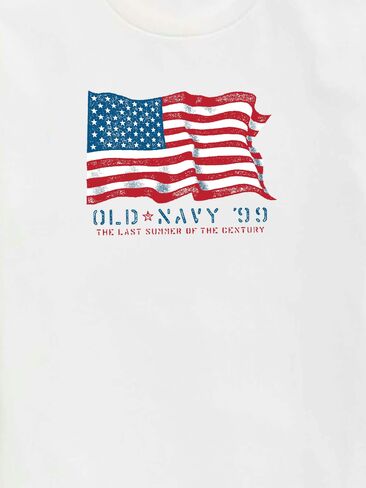 Old Navy Heritage 1999 Flag Graphic T-Shirt For Kids - WHITE in Saudi Arabia