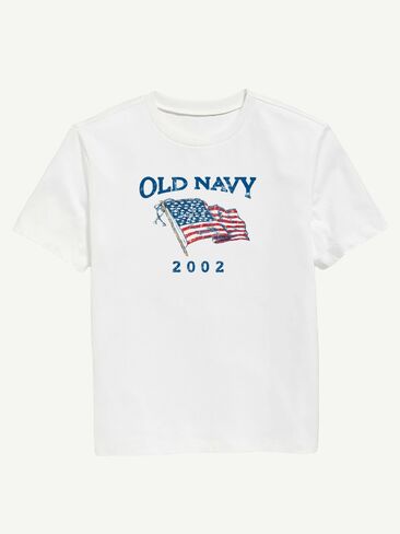 Old Navy Heritage 2002 Flag Graphic T-Shirt For Kids - WHITE in Saudi Arabia