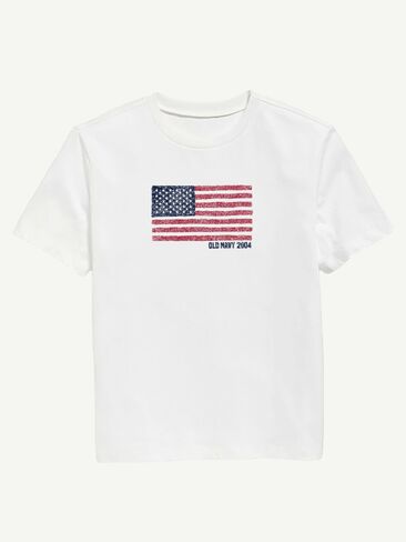 Old Navy Heritage 2004 Flag Graphic T-Shirt For Kids - WHITE in Saudi Arabia