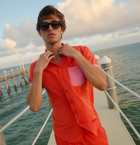 Capelle Miami Sunset Heat - Men's Matching Resort Set | Short + 2 Shirts in Saudi Arabia