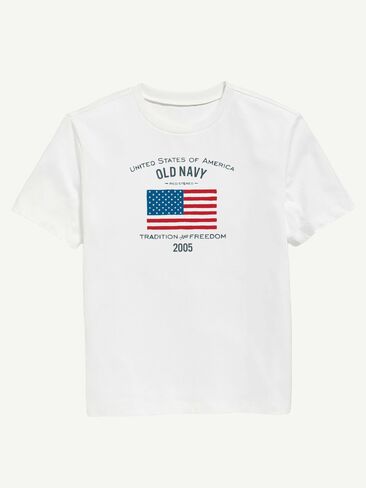 Old Navy Heritage 2005 Flag Graphic T-Shirt For Kids - WHITE in Saudi Arabia