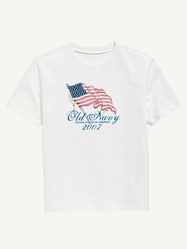 Old Navy Heritage 2007 Flag Graphic T-Shirt For Kids - WHITE in Saudi Arabia
