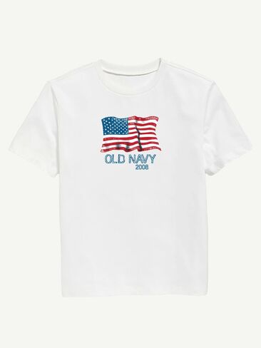 تيشيرت برسوم علم 2008 للأطفال من Old Navy Heritage - أبيض in Saudi Arabia