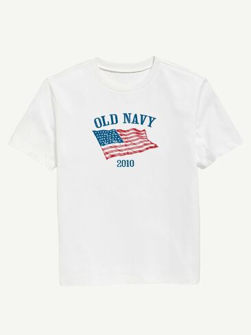 تي شيرت مطبوع عليه علم Old Navy Heritage 2010 للأطفال - أبيض in Saudi Arabia
