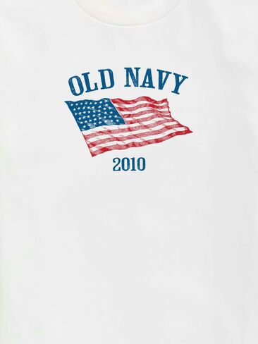 تي شيرت مطبوع عليه علم Old Navy Heritage 2010 للأطفال - أبيض in Saudi Arabia