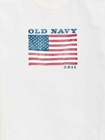 تي شيرت مطبوع عليه علم Old Navy Heritage 2011 للأطفال - أبيض in Saudi Arabia