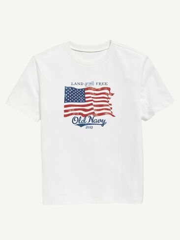 Old Navy Heritage 2013 Flag Graphic T-Shirt For Kids - WHITE in Saudi Arabia