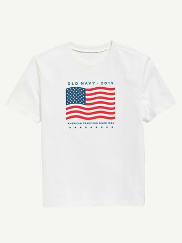 Old Navy Heritage 2015 Flag Graphic T-Shirt For Kids - White in Saudi Arabia
