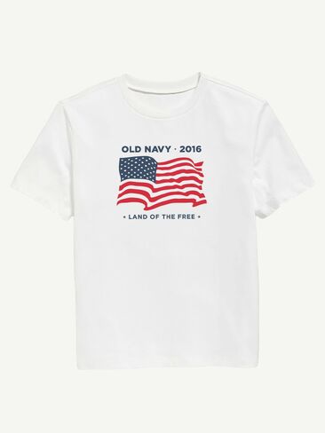 Old Navy Heritage 2016 Flag Graphic T-Shirt For Kids - White in Saudi Arabia