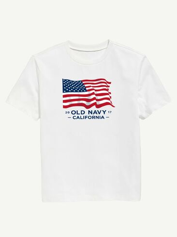 Old Navy Heritage 2017 Flag Graphic T-Shirt For Kids - White in Saudi Arabia