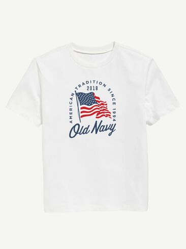 Old Navy Heritage 2018 Flag Graphic T-Shirt For Kids - White in Saudi Arabia