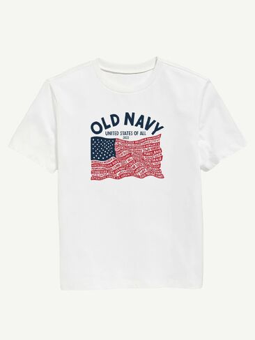 Old Navy Heritage 2022 Flag Graphic T-Shirt For Kids - WHITE in Saudi Arabia