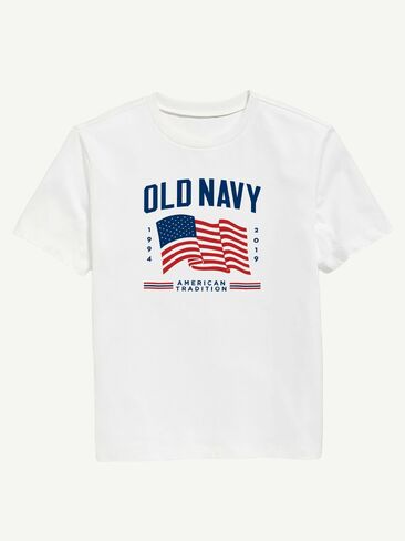 Old Navy Heritage 2019 Flag Graphic T-Shirt For Kids - WHITE in Saudi Arabia