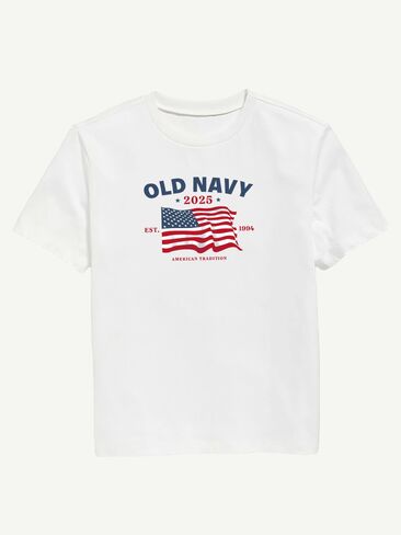 Old Navy Heritage 2025 Flag Graphic T-Shirt For Kids - WHITE in Saudi Arabia