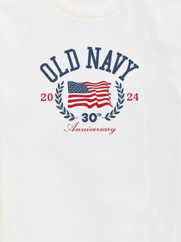 تي شيرت مطبوع عليه علم Old Navy Heritage 2024 للأطفال - أبيض in Saudi Arabia