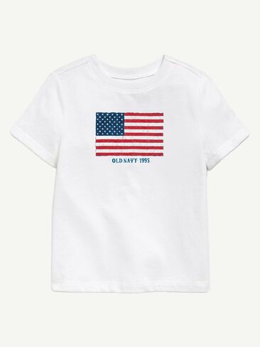 Old Navy Heritage 1995 Flag Graphic T-Shirt For Toddler - White in Saudi Arabia