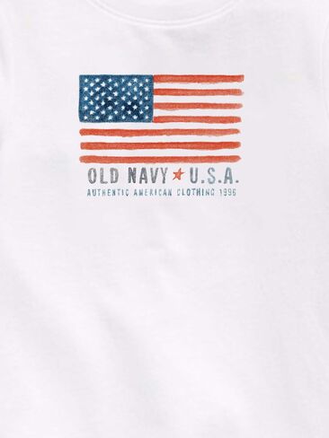 تي شيرت مطبوع عليه علم Old Navy Heritage 1996 للأطفال الصغار - أبيض in Kuwait